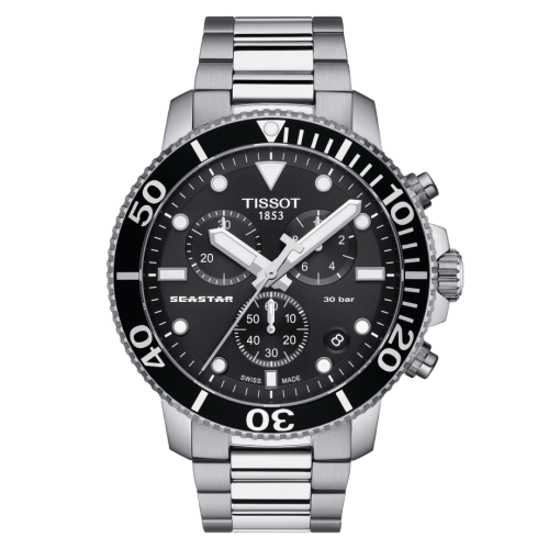 Tissot Seastar 1000 Chronograph Quartz 45.5 Stainless Steel / Black / Bracelet